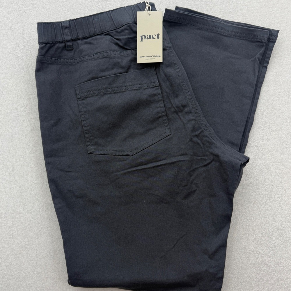 Pact Organic Cotton‎ Stretch Pants Mens XXL Charcoal Gray Elastic Waist Trousers